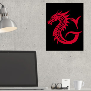 Impresión Metalizada Letra con estilo dragón G, alfabeto dragón, monogr