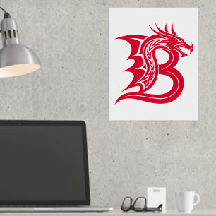 Impresión Metalizada Letra estilo dragón B, alfabeto dragón, monograma