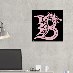 Impresión Metalizada Letra estilo dragón B, alfabeto dragón, monograma