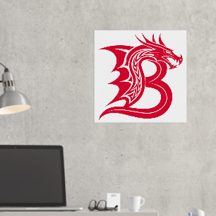 Impresión Metalizada Letra estilo dragón B, alfabeto dragón, monograma