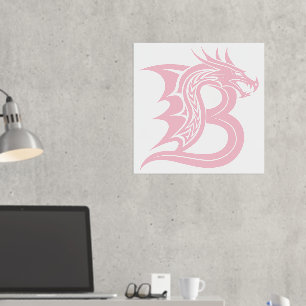 Impresión Metalizada Letra estilo dragón B, alfabeto dragón, monograma