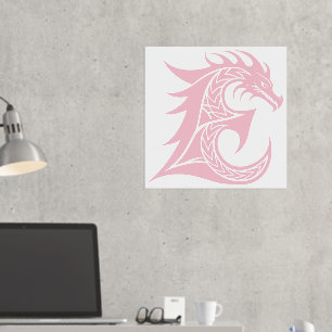 Impresión Metalizada Letra estilo dragón E, alfabeto dragón, monograma