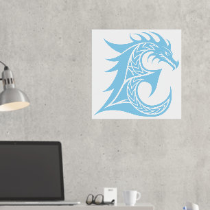 Impresión Metalizada Letra estilo dragón E, alfabeto dragón, monograma