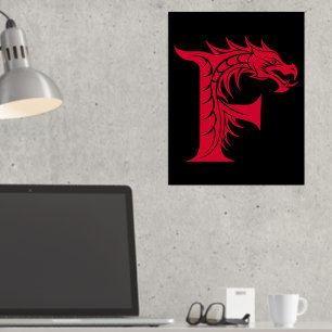 Impresión Metalizada Letra estilo dragón F, alfabeto dragón, monograma