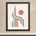 Impresión Metalizada Líneas de arte geométrico abstractas retro círculo<br><div class="desc">Poster con formas geométricas y líneas en colores retro y detalles de Relieve metalizado dorado o plateado.</div>