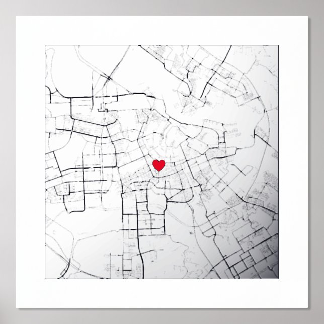 Impresión Metalizada Mapa de Ámsterdam, Países Bajos Regalo Elegante Mo (Anverso)