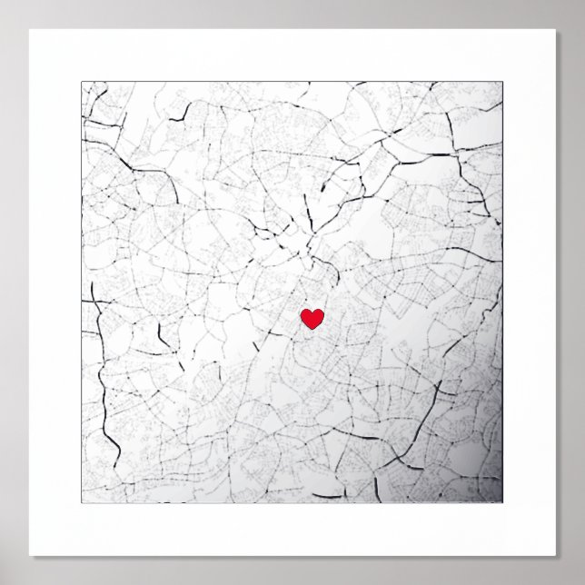 Impresión Metalizada Mapa de Birmingham, regalo elegante y elegante mod (Anverso)