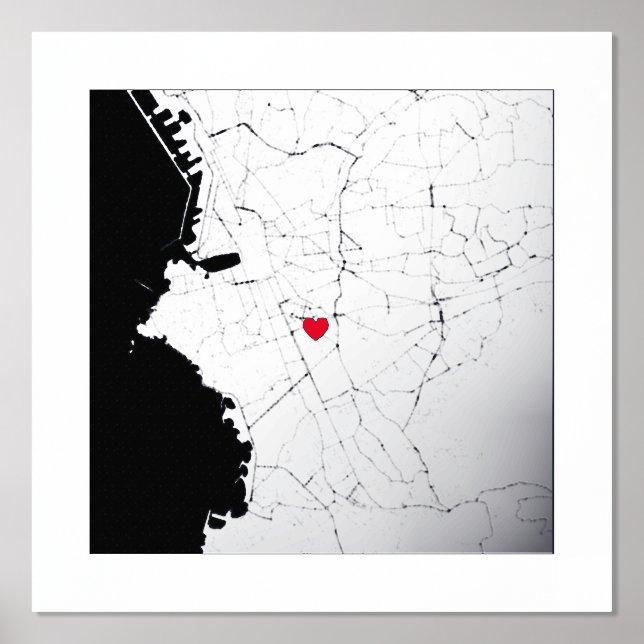 Impresión Metalizada Mapa de Marsella Francia Clásica Regalo elegante m (Anverso)