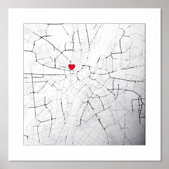 Impresión Metalizada Mapa de Múnich, Alemania Regalo elegante moderno (Anverso)