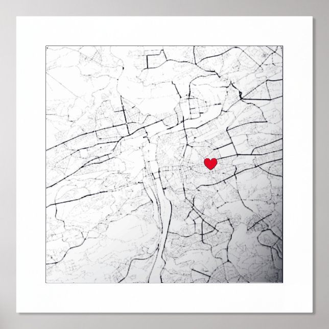 Impresión Metalizada Mapa de Praga, República Checa Regalo elegante mod (Anverso)