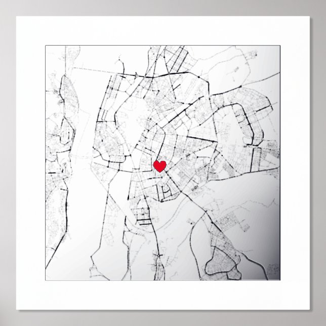 Impresión Metalizada Mapa de Sevilla, España Regalo elegante moderno (Anverso)