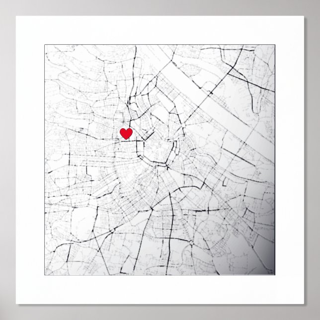 Impresión Metalizada Mapa de Viena, Austria Regalo elegante moderno (Anverso)