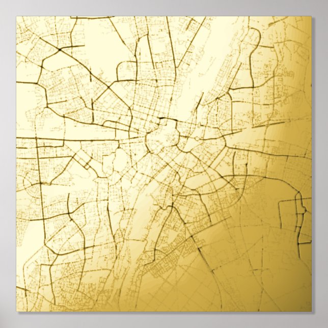 Impresión Metalizada Mapa elegante moderno de regalo de Munich, Alemani (Anverso)