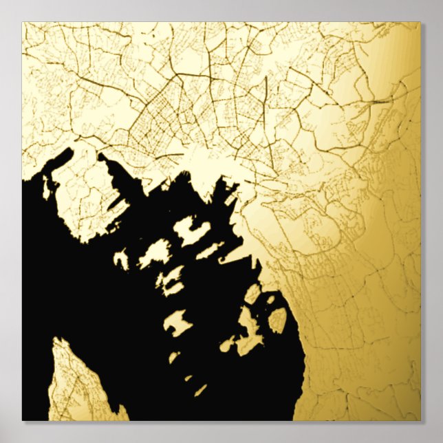 Impresión Metalizada Mapa elegante y moderno de regalo de Oslo, Noruega (Anverso)