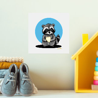 Impresión Metalizada Mapache Lindo Con Estampado De Lámina De Corazón D