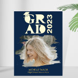 Impresión Metalizada Marco moderno para graduados de fotografía de secu<br><div class="desc">Impresiones de Relieve metalizado de secundaria para posgrado de Boho moderno con guión de oro</div>