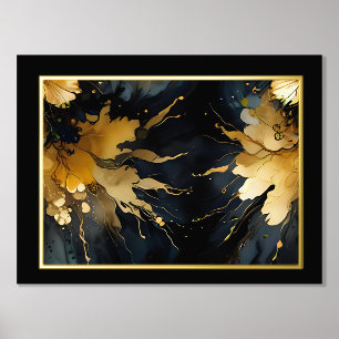 Impresión Metalizada mármol de oro negro abstracto de moda