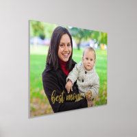 Mejor Mamá Personalizada Foto Escritura Dorada