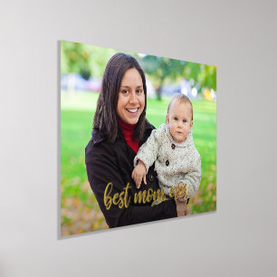 Impresión Metalizada Mejor Mamá Personalizada Foto Escritura Dorada