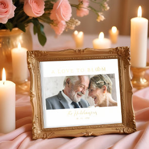 Impresión Metalizada Minimalist Romantic Wedding Photo Anniversary Gold