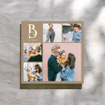 Impresión Metalizada Moda de monograma Boho Beige multifoto<br><div class="desc">Eleva tu decoración de hogar con nuestra impresión personalizada de arte de Relieve metalizado cuadrado, perfecta para añadir un toque de elegancia y personalización a cualquier espacio. Esta impresionante pieza cuenta con un collage de fotos con 4 fotos cuadradas y 1 foto vertical más grande, lo que le permite mostrar...</div>