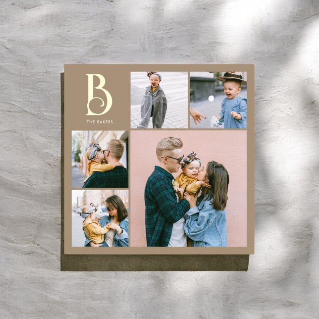 Impresión Metalizada Moda de monograma Boho Beige multifoto (Subido por el creador)