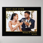 Impresión Metalizada Moderna Minimalista mejor día Boda foto oro<br><div class="desc">Moderno Minimalista pero elegante Mejor Día Cada Pareja Boda Foto Poster negro y Relieve metalizado dorado Imprimir decoración de pared</div>