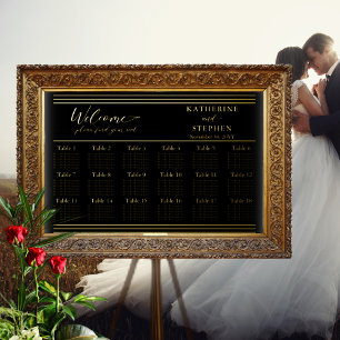 Impresión Metalizada Moderna tabla de asientos Minimalistas de Boda neg