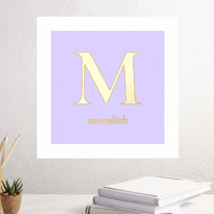 Impresión Metalizada Monograma de lavanda moderna Letra inicial