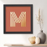 Impresión Metalizada Monograma inicial terracota cualquier color de fon<br><div class="desc">Poster que presenta su monograma inicial en un divertido y retro tipo de letra en un fondo de color terracota o personalizado.</div>