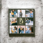 Impresión Metalizada Monograma Moda de foto múltiple Boho Verde<br><div class="desc">Añada un toque de elegancia a su decoración de casa con nuestra impresión de arte Relieve metalizado cuadrado personalizada. Esta exquisita pieza cuenta con un collage de fotos de 6 cuadrados, perfectamente arreglado para mostrar tus recuerdos favoritos. En el centro de la impresión, personaliza tu monograma con una fuente decorativa...</div>