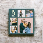 Impresión Metalizada Monograma Moda multifoto Verde azulada<br><div class="desc">Eleva tu decoración de hogar con nuestra impresión personalizada de arte de Relieve metalizado cuadrado, perfecta para añadir un toque de elegancia y personalización a cualquier espacio. Esta impresionante pieza cuenta con un collage de fotos con 4 fotos cuadradas y 1 foto vertical más grande, lo que le permite mostrar...</div>