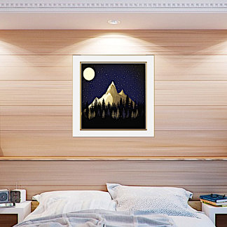 Impresión Metalizada Montañas a la luz de la luna