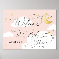 Moon and Stars Clouds Bienvenidos a Baby Shower