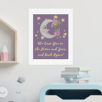 Moon Stars Floral Purple We Love You Baby Nursery