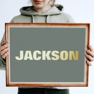 Impresión Metalizada MOSS VERDE Moderno negrita negrita TEXTO EDITABLE 