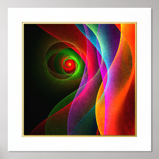 Impresión Metalizada Naranja Verde Rojo Patrón de arte abstracto modern