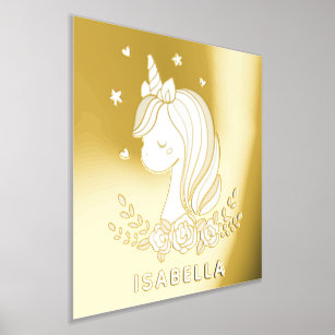 Impresión Metalizada Nombre Personalizado De Unicorn Cute Whimsical Gir