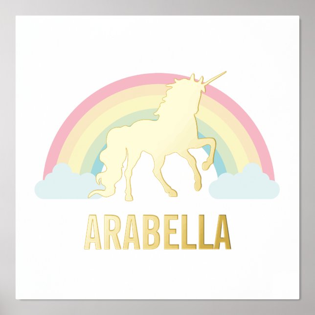 Impresión Metalizada Nombre personalizado de Unicornio de oro (Anverso)