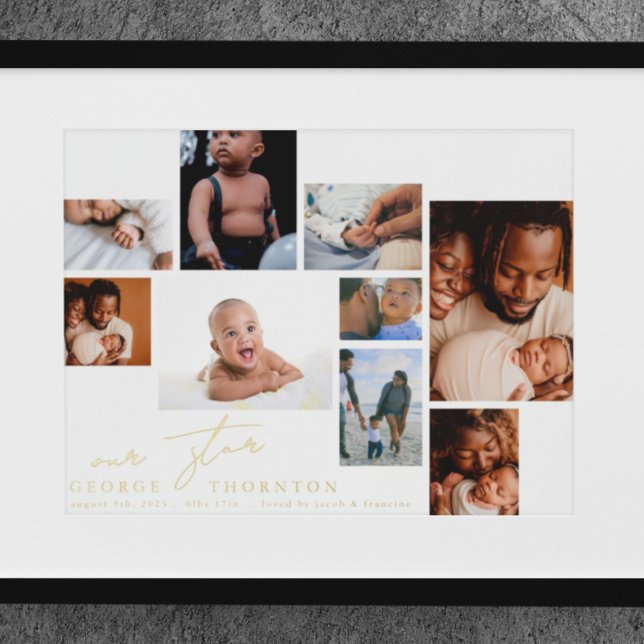 Impresión Metalizada Nuestra estrella | Recién nacido Nacimiento Editab (Subido por el creador)