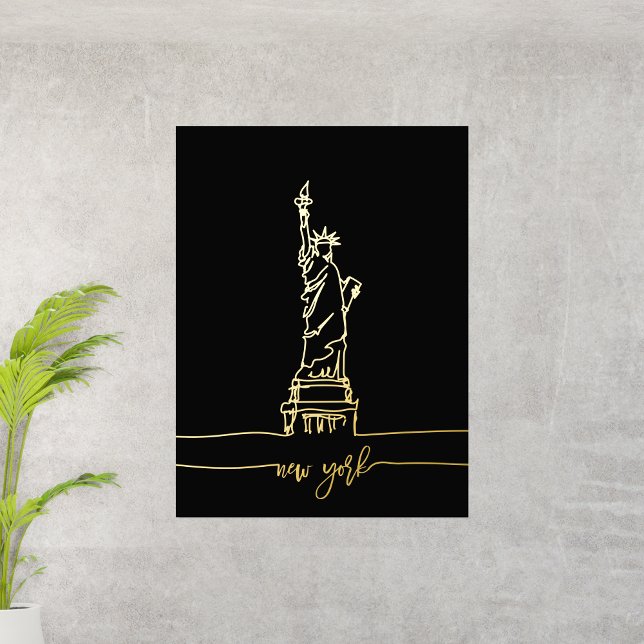 Impresión Metalizada Nueva York Estatua de la Libertad Línea de Arte Vi (Subido por el creador)