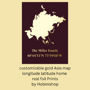 Impresión Metalizada oro sur de Asia longitud latitud real