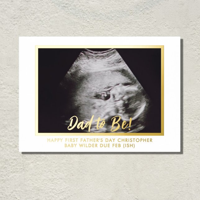Impresión Metalizada Papá será ultrasonido Foto Primer Día del Padre (Surprise the Dad to Be with this real foil print of your baby to be. Just add a message)