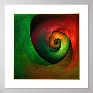 Impresión Metalizada Patrón de arte abstracto moderno de floración verd