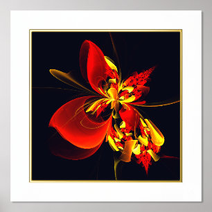 Impresión Metalizada Patrón de arte abstracto moderno floral amarillo r