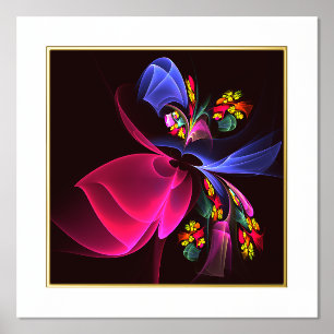 Impresión Metalizada Patrón de arte de resumen floral colorido moderno 