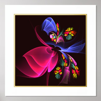 Impresión Metalizada Patrón de arte de resumen floral colorido moderno 
