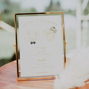 Impresión Metalizada Perro Elegante Póster de Bebida Personalizada pa