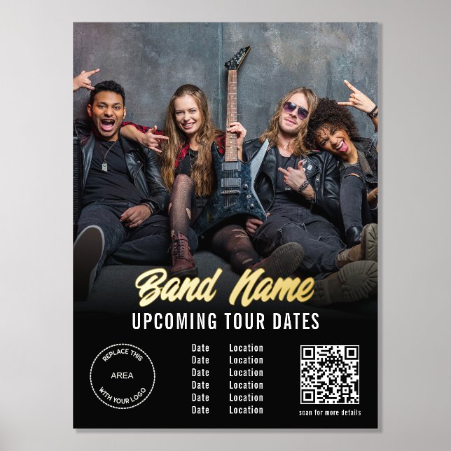 Impresión Metalizada Personalizado Banda Fechas de Visita Código QR Nom (Anverso)