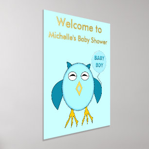 Impresión Metalizada Personalizado de Bebé Azul lindo Lechuza Baby Show